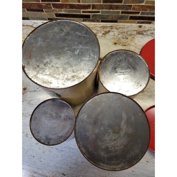 Set of 4 Vintage Ballonoff Canisters, Fruit Design Tin Containers, Kitchen Decor - Picture 6 of 7